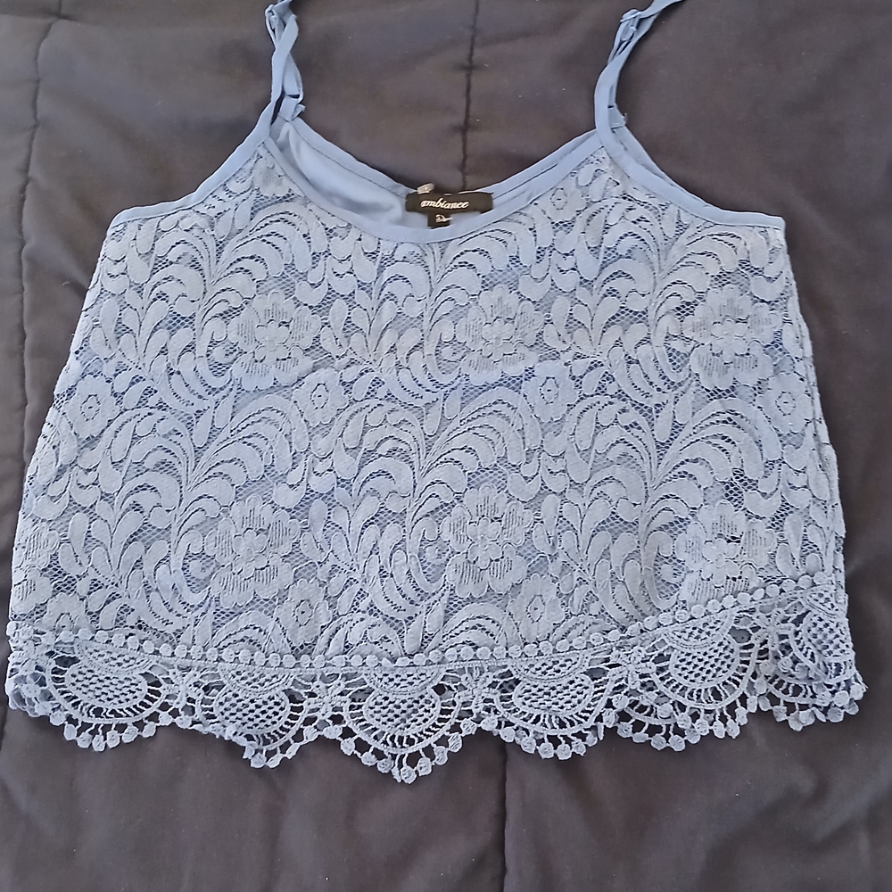 Ambiance Light Blue Lace Camisole